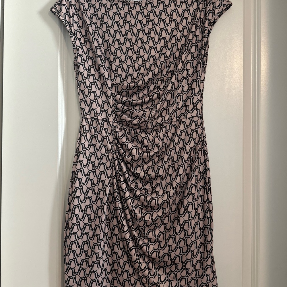 SHEIN Black and tan  Geometric Midi Dress
